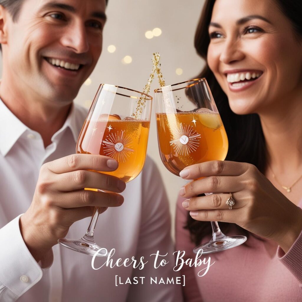cheers toast for baby january pregnancy announcement