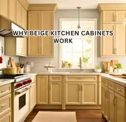 beige kitchen cabinets