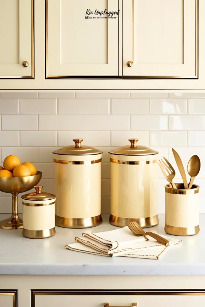 CREAM AND GOLD DECOR FOR KITCHEN