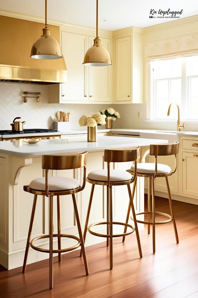 CREAM AND GOLD KITCHEN ISLAND