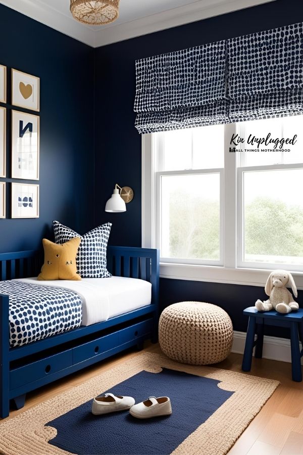 Navy blue toddler bedroom