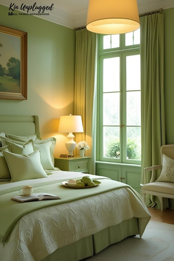green and cream bedroom DECOR