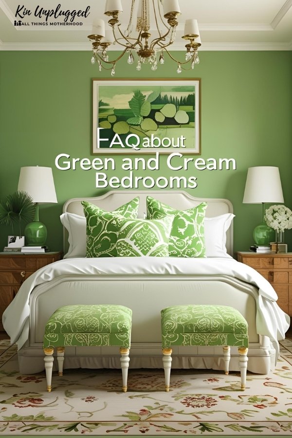 green and cream bedroomS