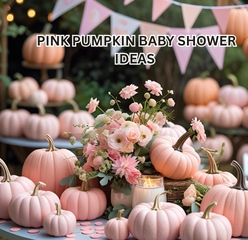 Simple pink pumpkin baby shower ideas