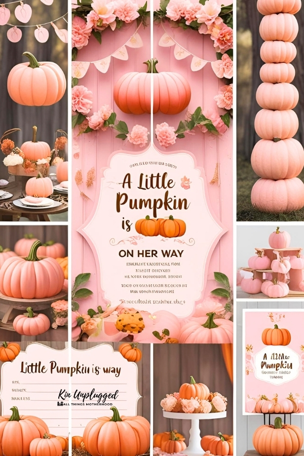 Simple pink pumpkin baby shower ideas