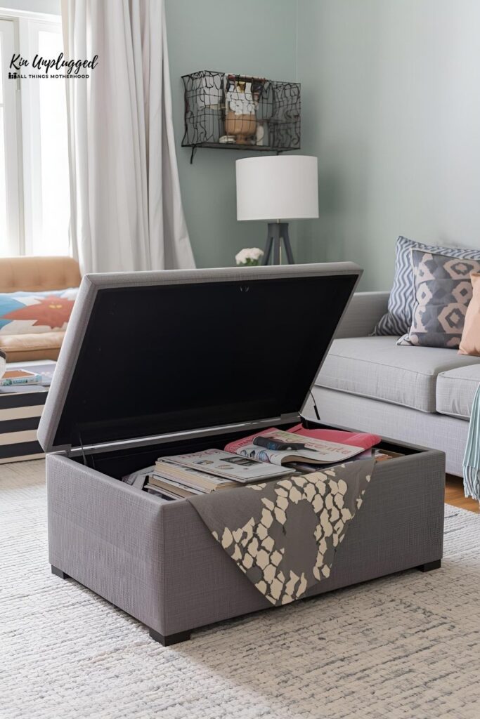 hidden storage ideas ottoman in the living room