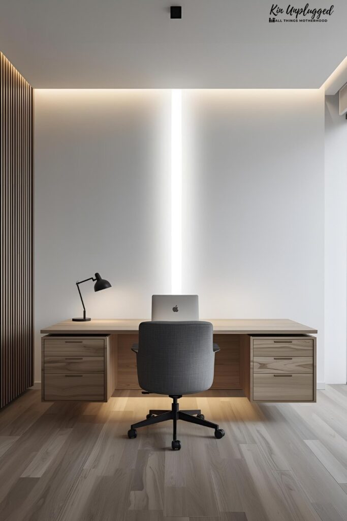 Floating desk with hidden panel Custom desks can hide a secret compartment underneath.