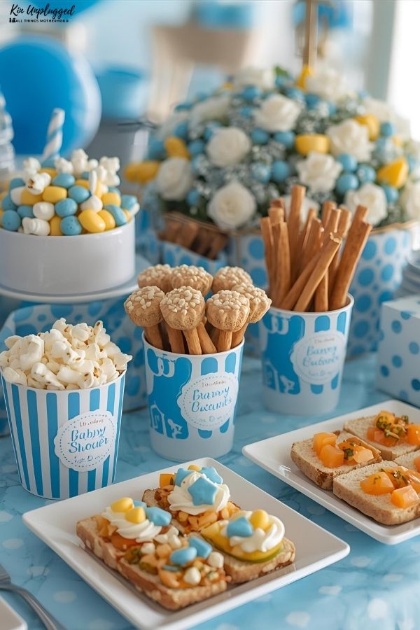 Light blue and white baby shower ideas