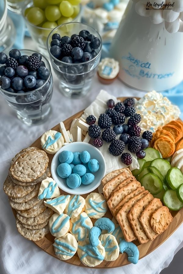 Blue Baby Shower food and Decorations