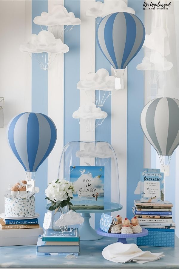 Light blue and white baby shower ideas
