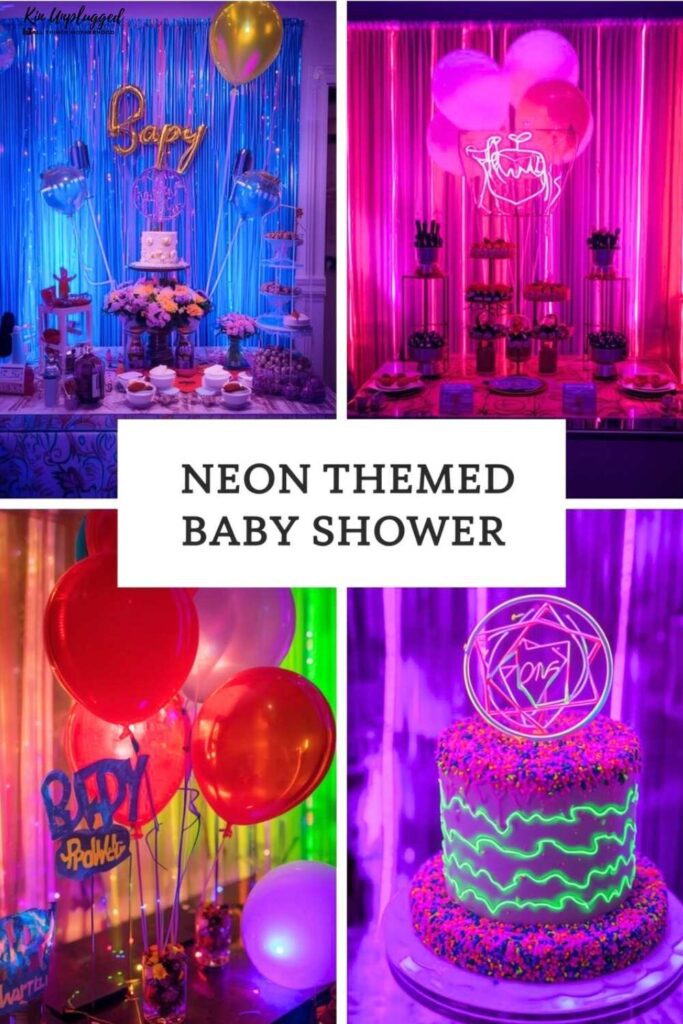 DIY neon glow baby shower