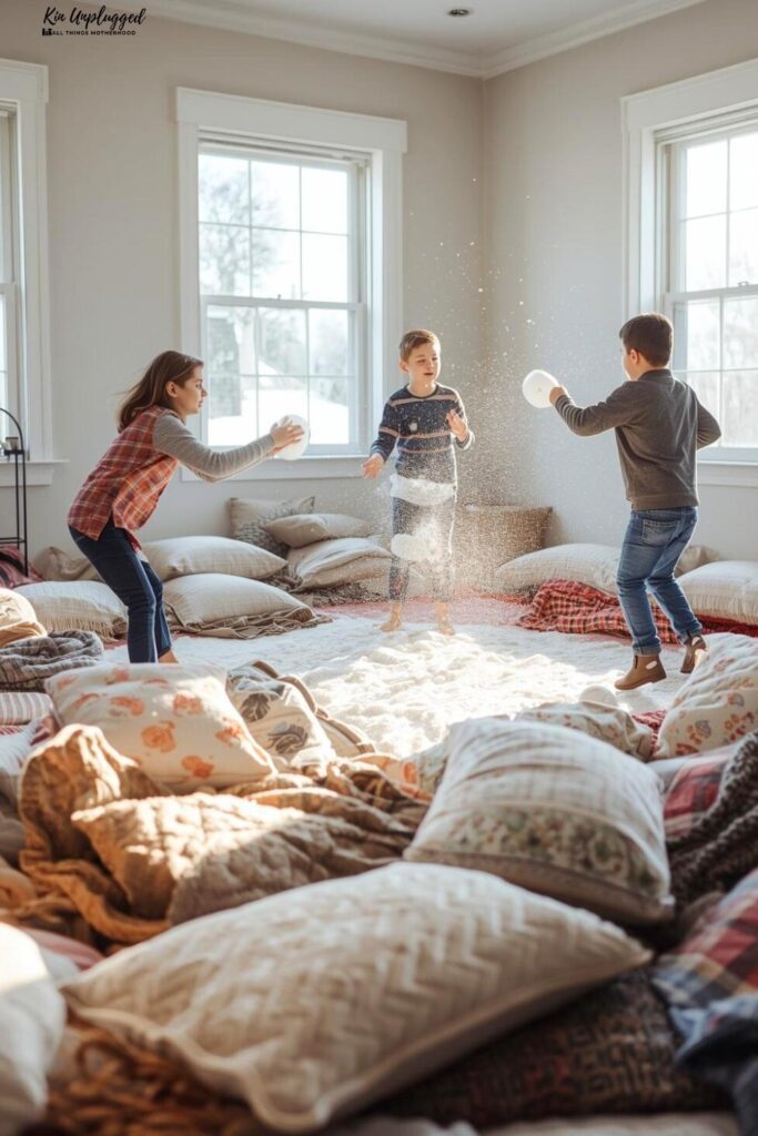 indoor snowball activities with fake snow