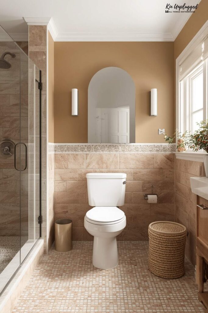 Earth tone bathroom tiles