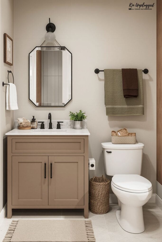 Earth tone bathroom ideas with shower