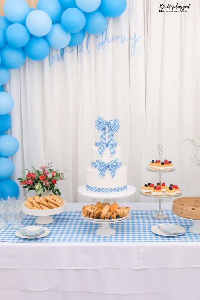 blue gingham baby shower ideas