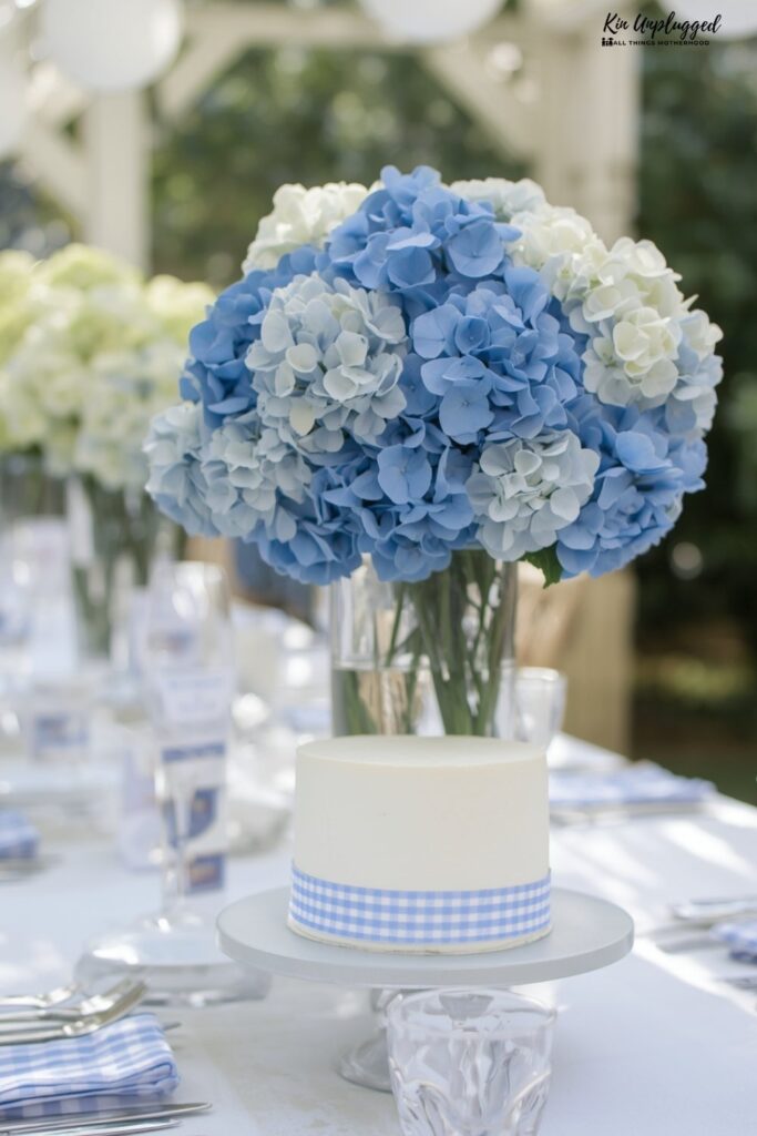 gingham baby shower decor