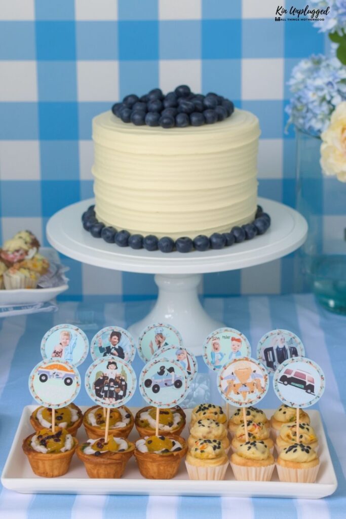 blue gingham baby shower decorations