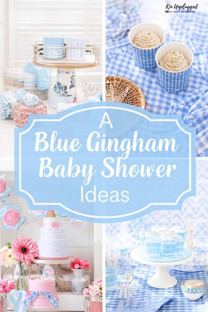 blue gingham baby shower invitations