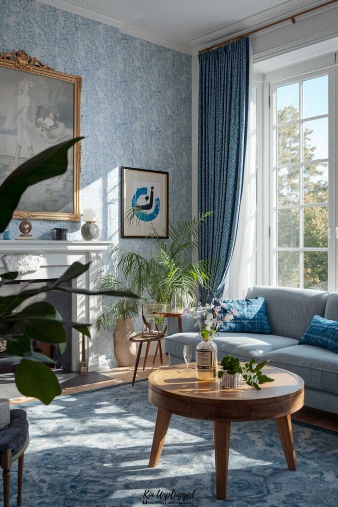 blue and white living room ideas