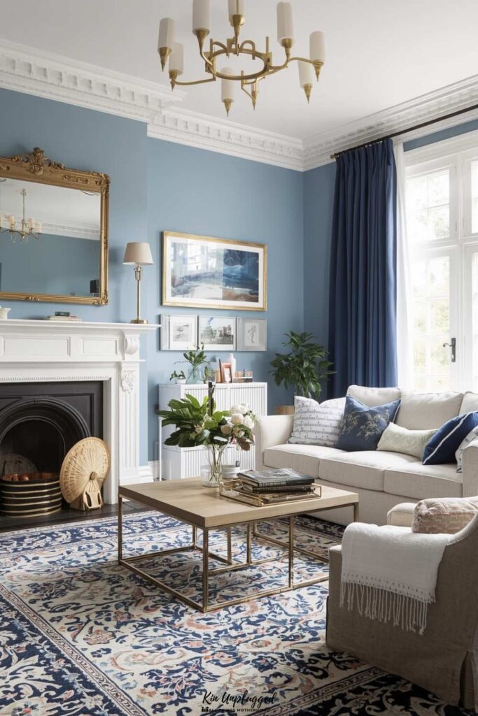 blue and white living room ideas