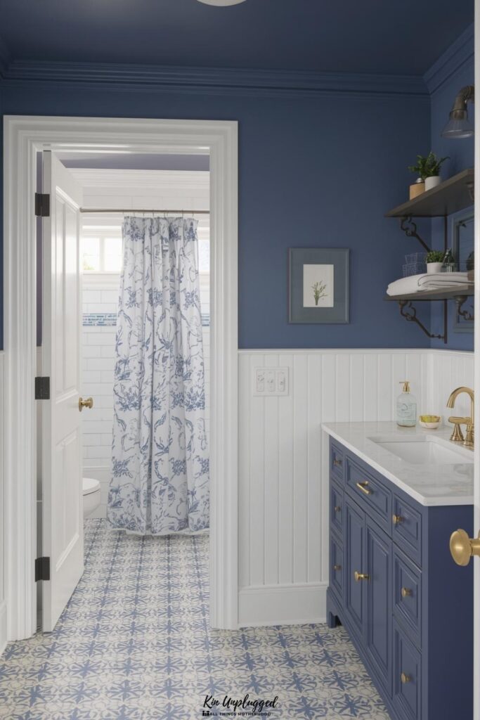 dark blue and white bathroom ideas