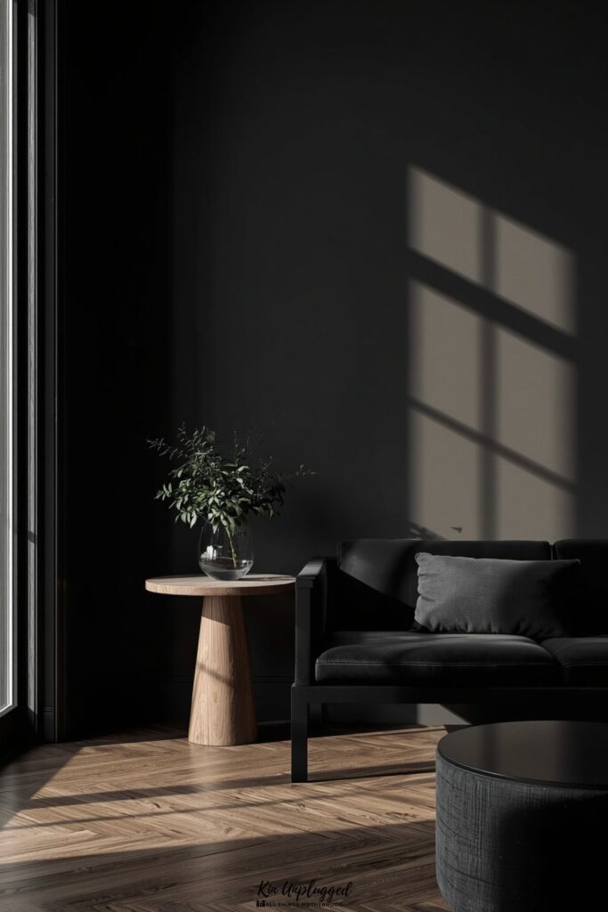 moody minimalist interior design