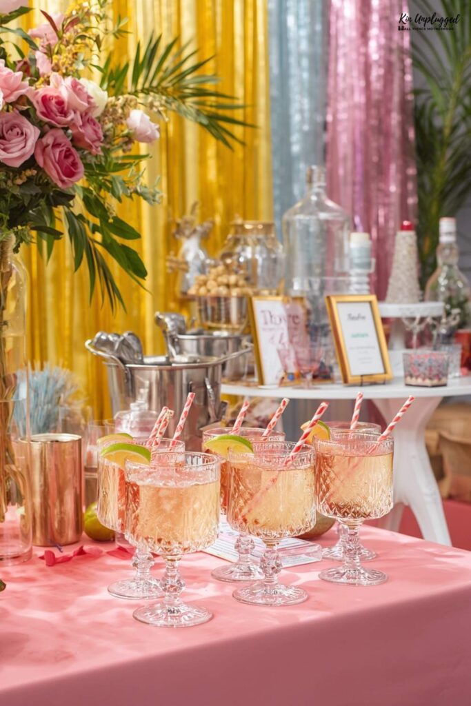 Baby shower drinks and mocktail bar ideas for girl