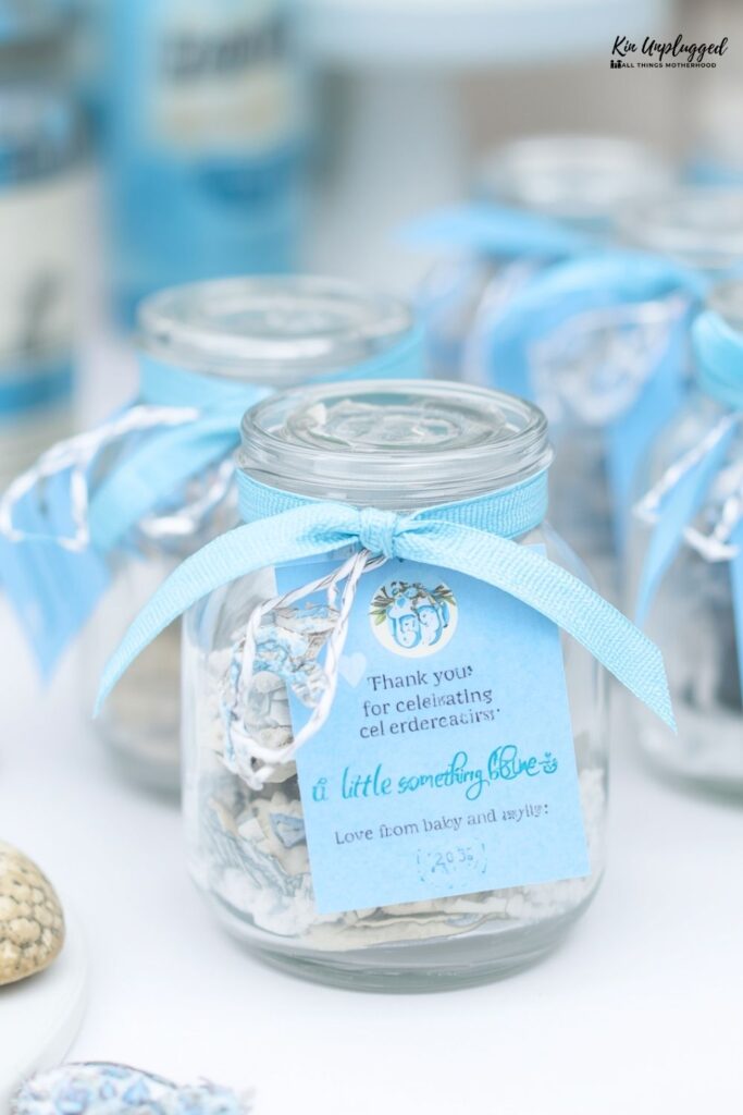 light blue baby shower decorations